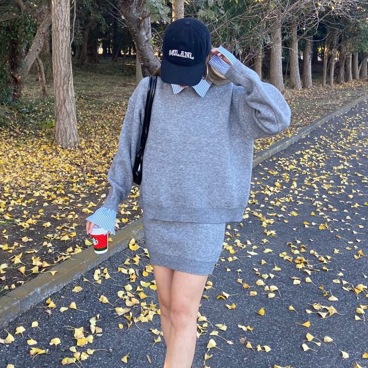 シャツアンサンブル風ニットトップス・スカートセットアップ | non-hedge  | 詳細画像8 