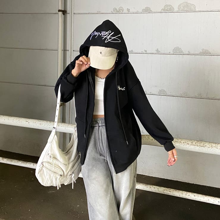 ブラック | 裏起毛フードロゴビッグパーカー | non-hedge 