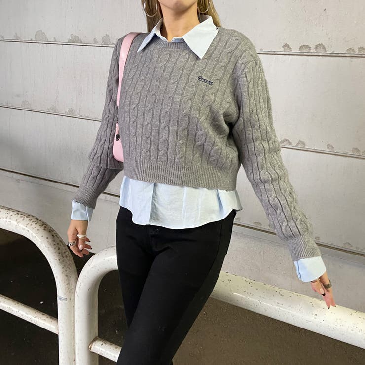 ケーブルニットプルオーバー・シャツアンサンブル | non-hedge  | 詳細画像9 