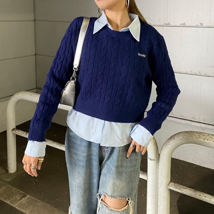 ケーブルニットプルオーバー・シャツアンサンブル | non-hedge  | 詳細画像15 