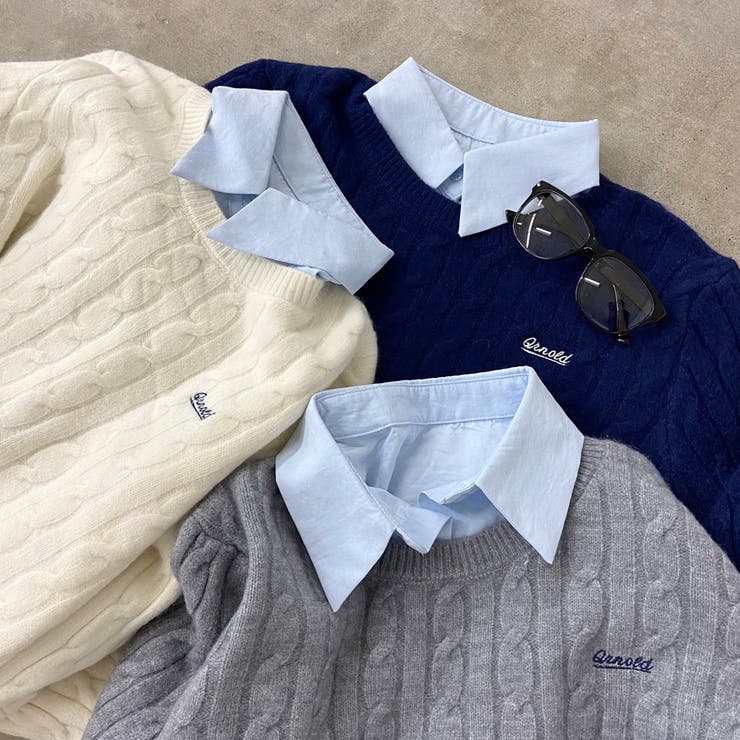 ケーブルニットプルオーバー・シャツアンサンブル | non-hedge  | 詳細画像24 