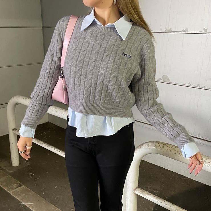 ケーブルニットプルオーバー・シャツアンサンブル | non-hedge  | 詳細画像8 