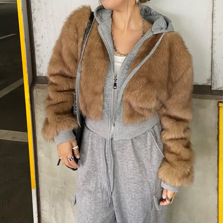 モカ | パーカーアンサンブル風ファーブルゾン | non-hedge 