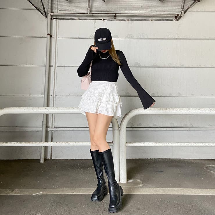 ラメ袖フレアニットトップス | non-hedge  | 詳細画像18 