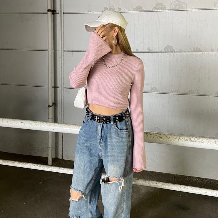 ラメ袖フレアニットトップス | non-hedge  | 詳細画像3 