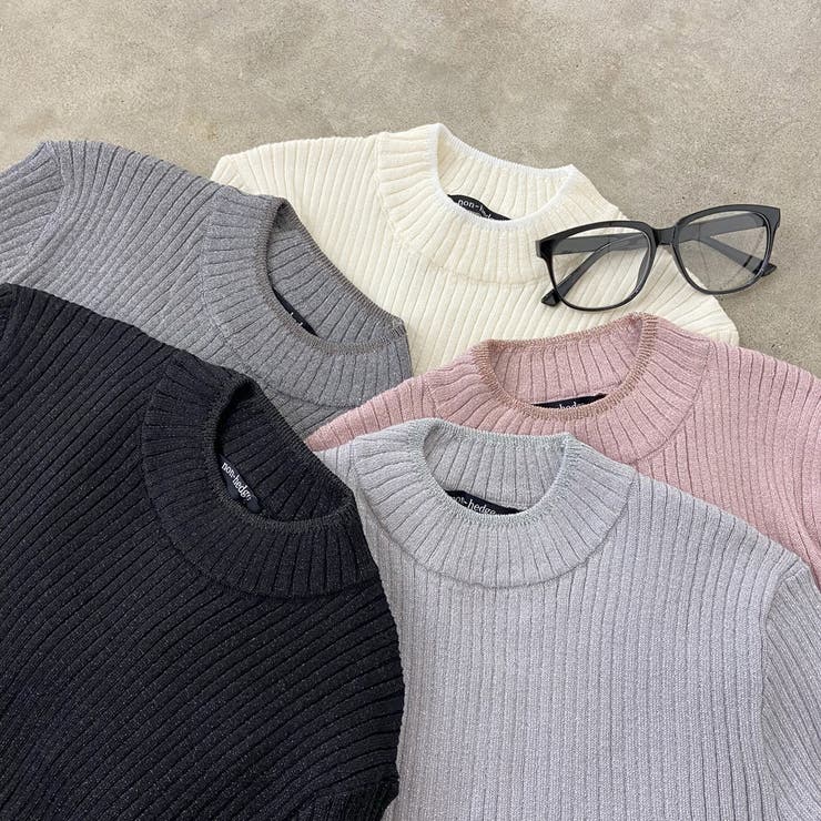 ラメ袖フレアニットトップス | non-hedge  | 詳細画像33 