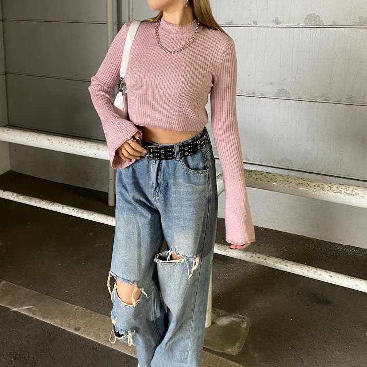 ラメ袖フレアニットトップス | non-hedge  | 詳細画像4 