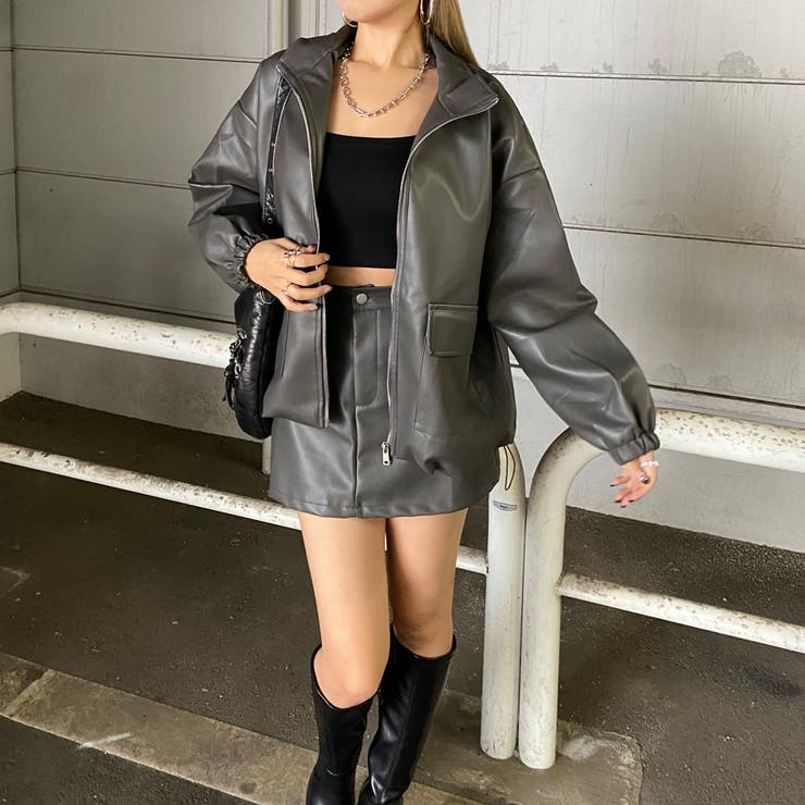 合成皮革ジャケット・スカートセットアップ | non-hedge  | 詳細画像4 