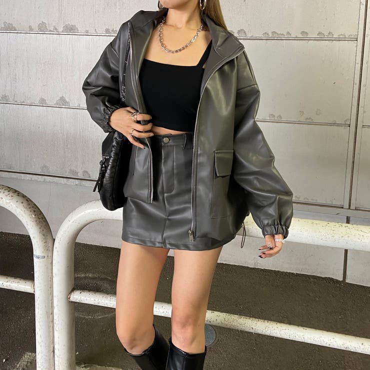 合成皮革ジャケット・スカートセットアップ | non-hedge  | 詳細画像7 