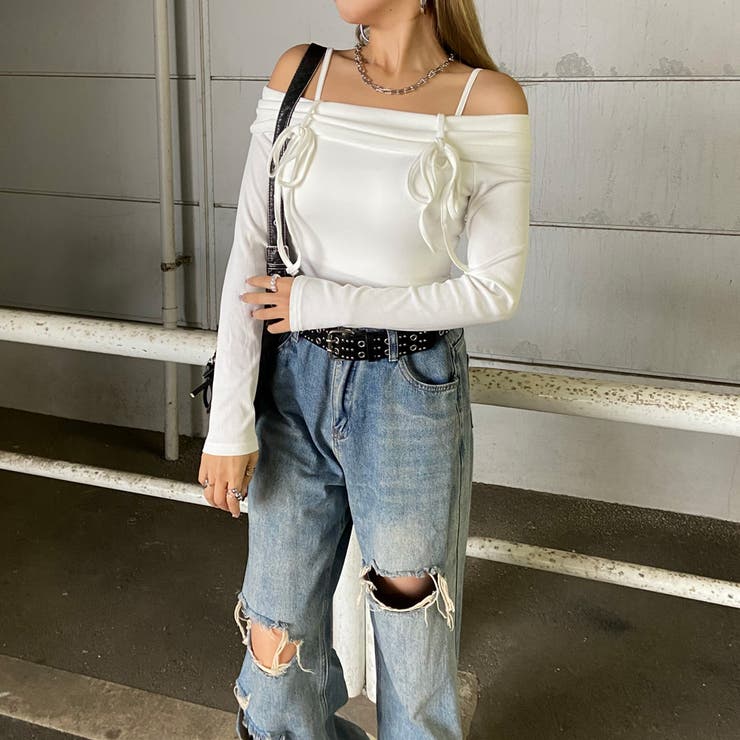 リブオフショルダートップス | non-hedge  | 詳細画像3 