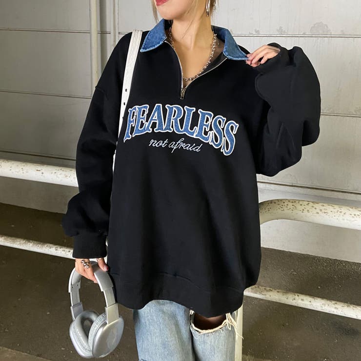 ブラック | デニムロゴZIPチュニック | non-hedge 