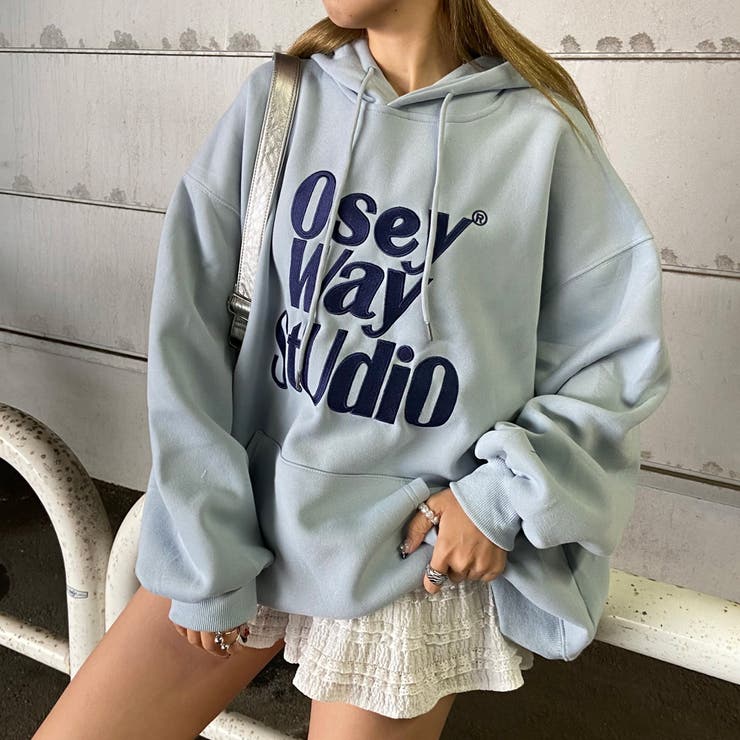 ブルー | ビッグロゴ刺繍フードチュニック | non-hedge 