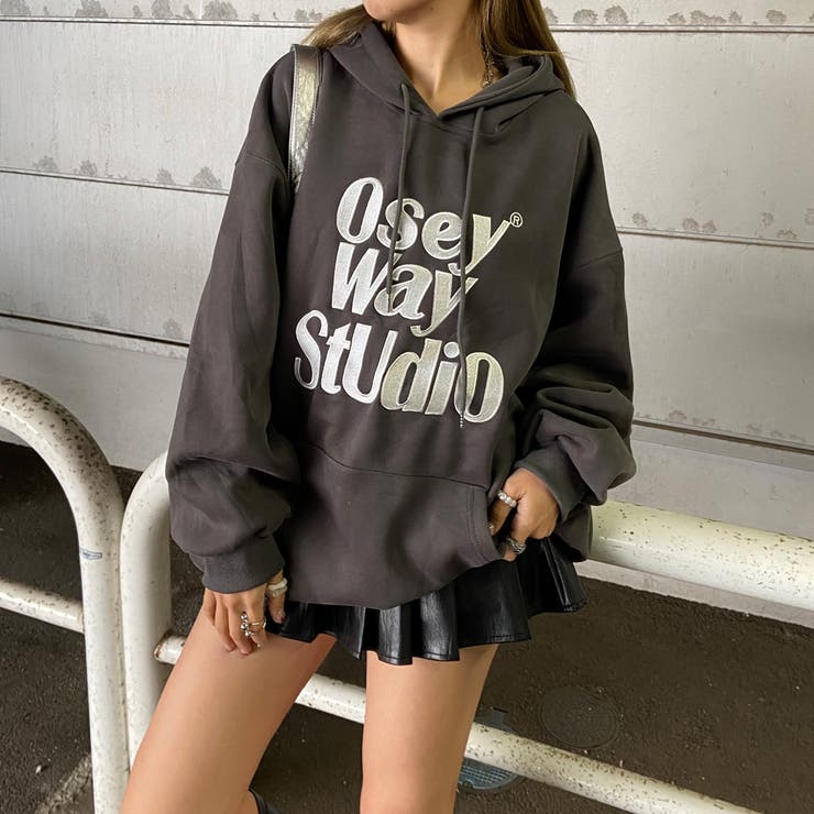 チャコール | ビッグロゴ刺繍フードチュニック | non-hedge 