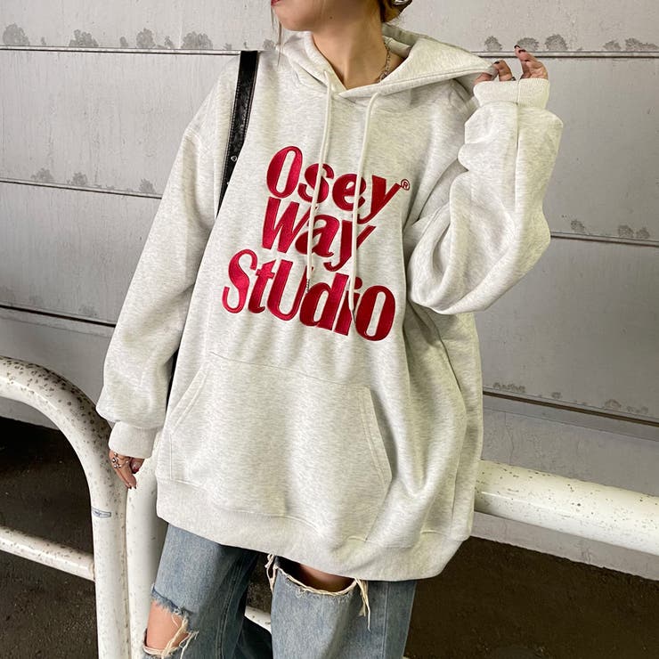 オートミール | ビッグロゴ刺繍フードチュニック | non-hedge 