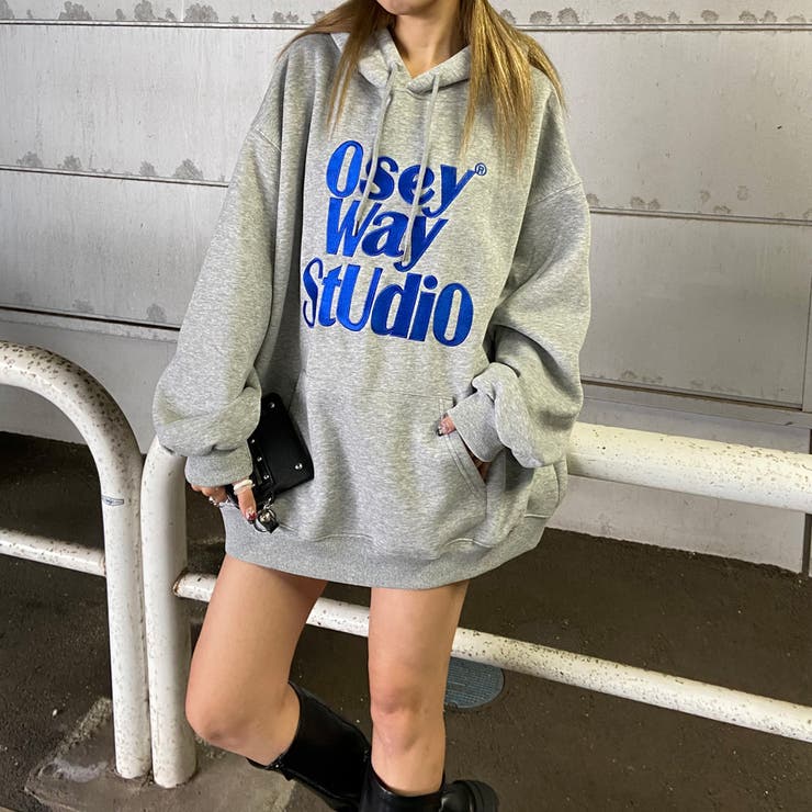 グレー | ビッグロゴ刺繍フードチュニック | non-hedge 