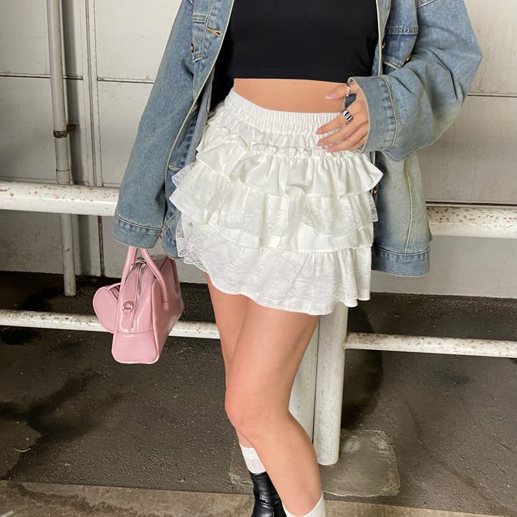 レース切替ティアードスカート | non-hedge  | 詳細画像4 