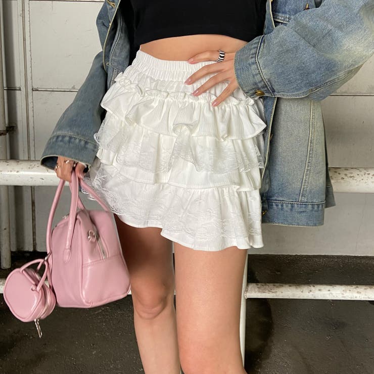 レース切替ティアードスカート | non-hedge  | 詳細画像5 