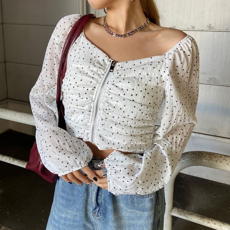 オフショルダーZIPトップス | non-hedge  | 詳細画像13 