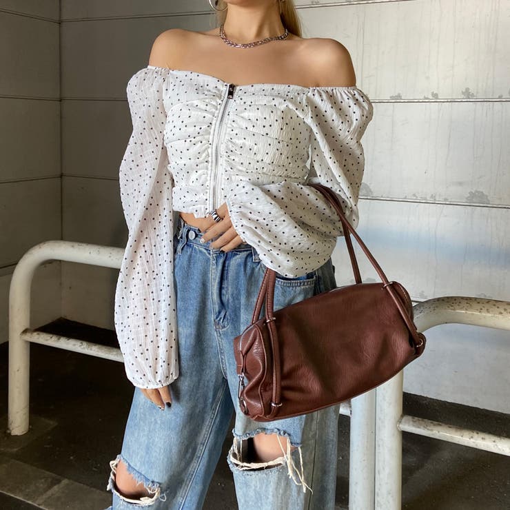 オフショルダーZIPトップス | non-hedge  | 詳細画像7 