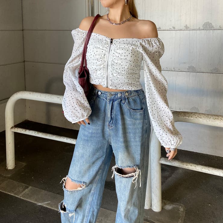 オフショルダーZIPトップス | non-hedge  | 詳細画像8 