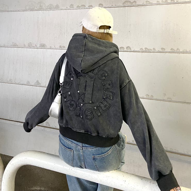 スタッズブリーチロゴフードショート | non-hedge  | 詳細画像1 