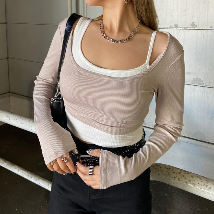 ベージュ | インナー付きショートトップス | non-hedge 