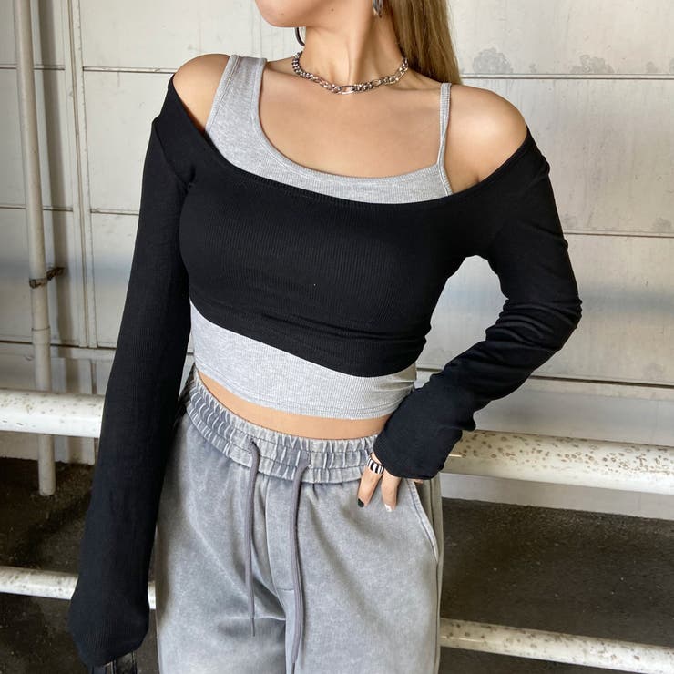 ブラック | インナー付きショートトップス | non-hedge 