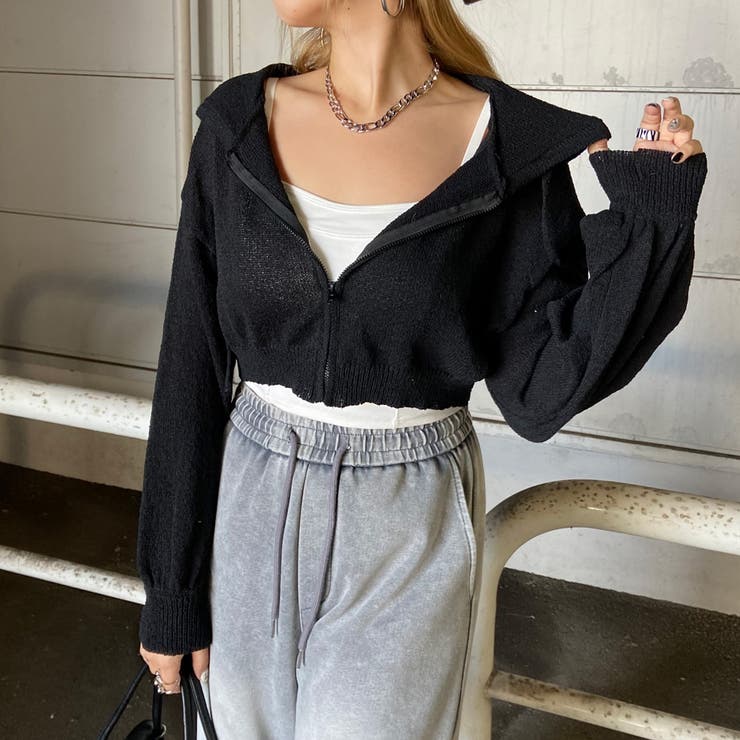 ブラック | ショートZIPパーカー | non-hedge 