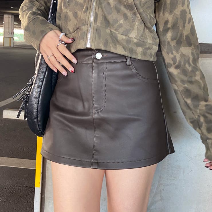 ブラウン | ヴィンテージライク合成皮革スカパン | non-hedge 