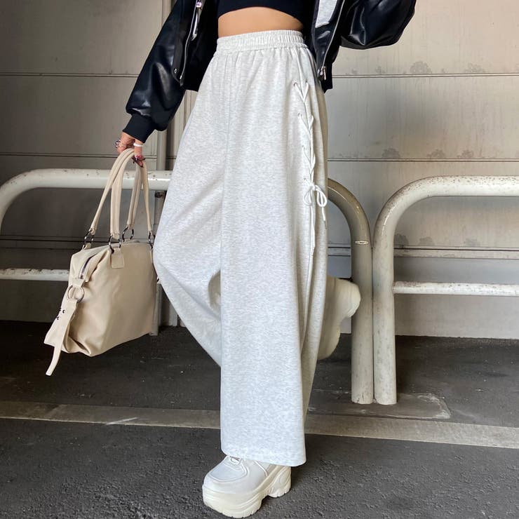 オートミール | サイドレースアップカットワイドパンツ | non-hedge 