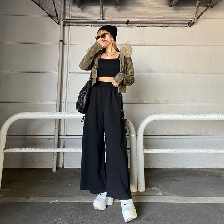 サイドレースアップカットワイドパンツ | non-hedge  | 詳細画像8 