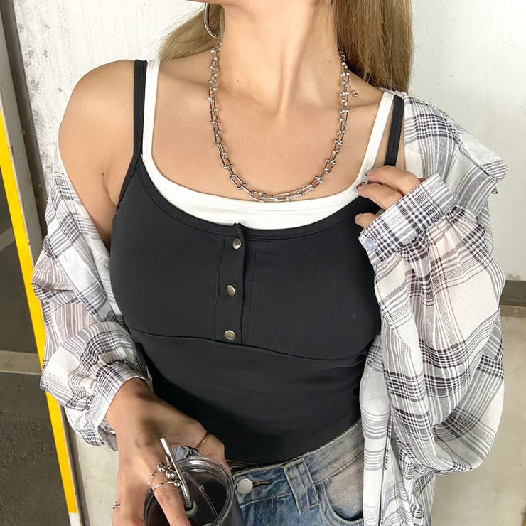 シルバーボタンアンサンブル風キャミソール | non-hedge  | 詳細画像9 