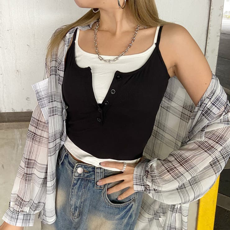 ボタンヘンリーアンサンブル風キャミソール | non-hedge  | 詳細画像1 