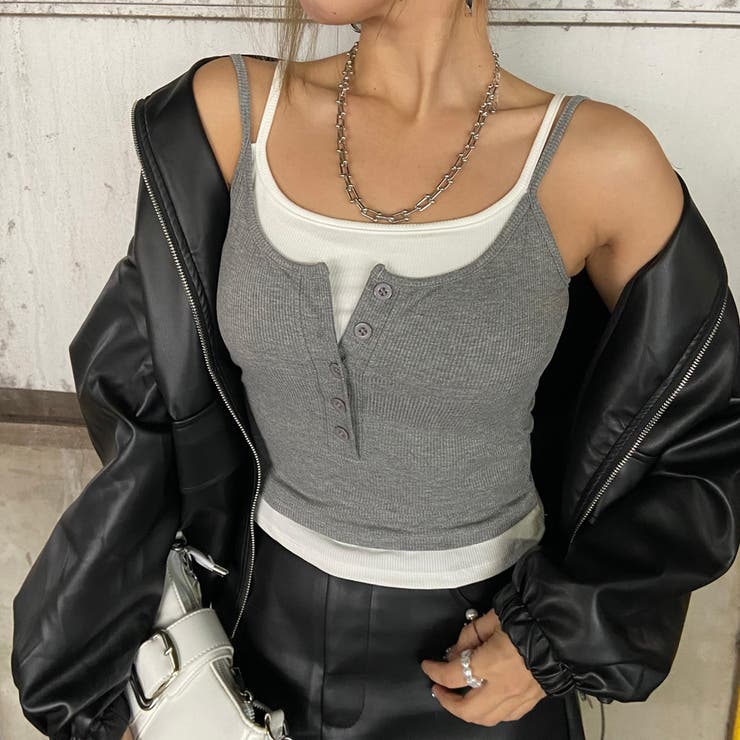 グレー | ボタンヘンリーアンサンブル風キャミソール | non-hedge 