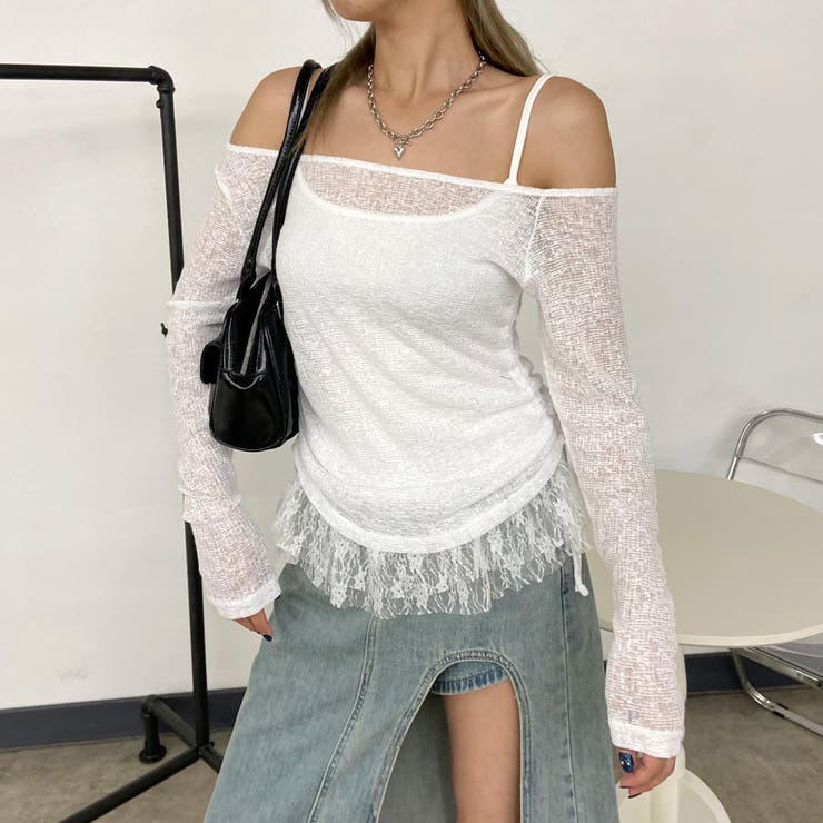 裾レースタンクトップ・透かしプルオーバーセット | non-hedge  | 詳細画像4 