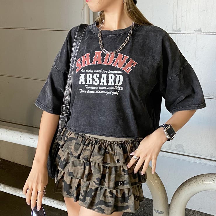 ブラック×レッド | ブリーチショートTシャツ | non-hedge 