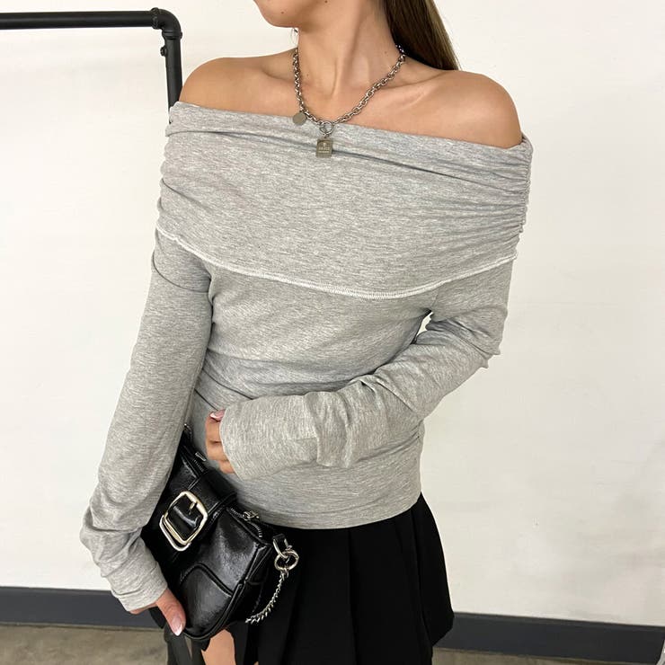 グレー | オフショルダーサイドドロストT | non-hedge 