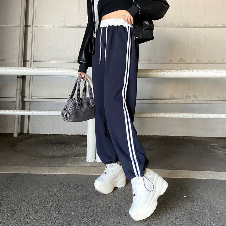 ネイビー | 配色ラインカットパンツ | non-hedge 