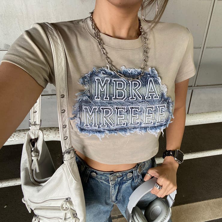 ベージュ | デニムロゴショートTシャツ | non-hedge 