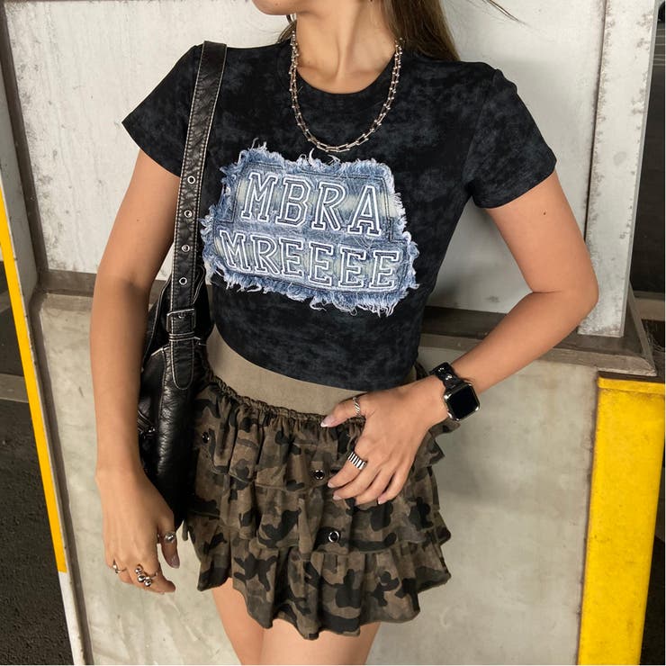 ブラック | デニムロゴショートTシャツ | non-hedge 