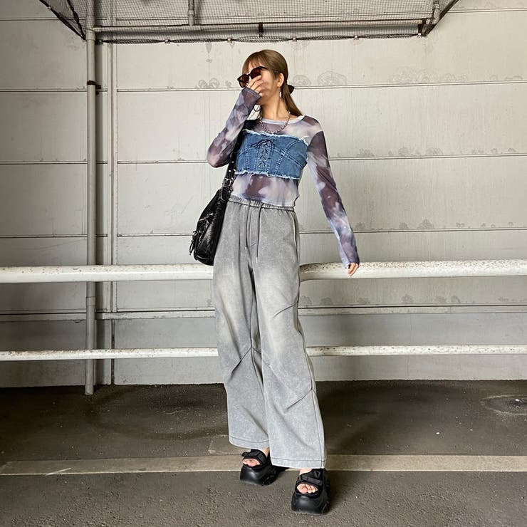 デニムスピンドルベアシアー切替トップス | non-hedge  | 詳細画像2 