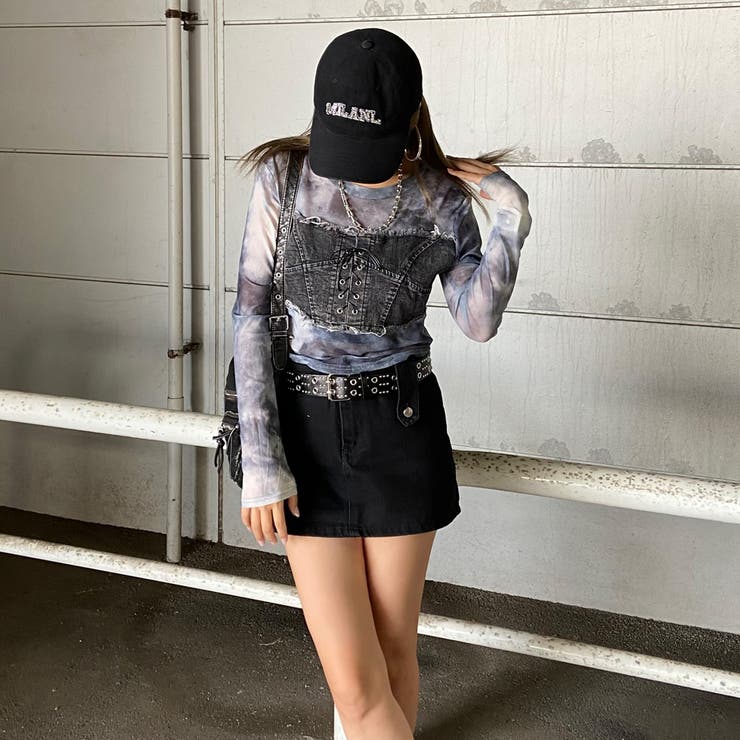 デニムスピンドルベアシアー切替トップス | non-hedge  | 詳細画像18 