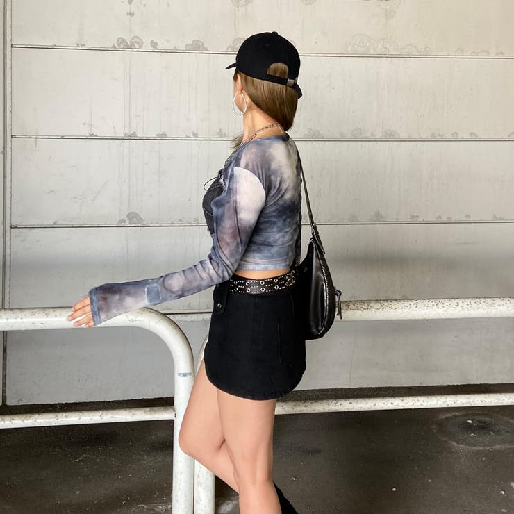 デニムスピンドルベアシアー切替トップス | non-hedge  | 詳細画像19 