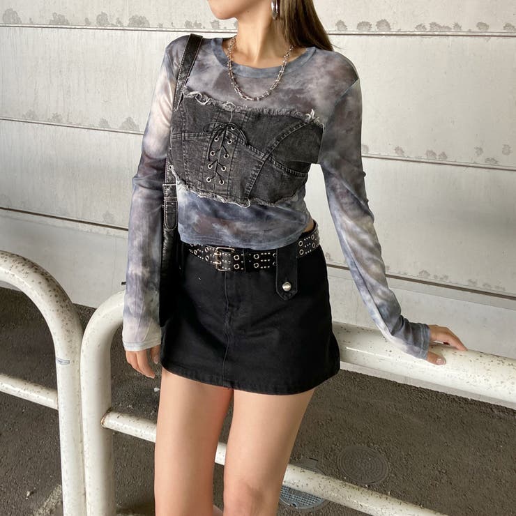 デニムスピンドルベアシアー切替トップス | non-hedge  | 詳細画像25 