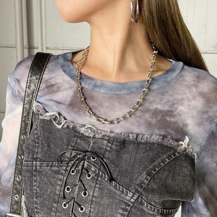 デニムスピンドルベアシアー切替トップス | non-hedge  | 詳細画像28 