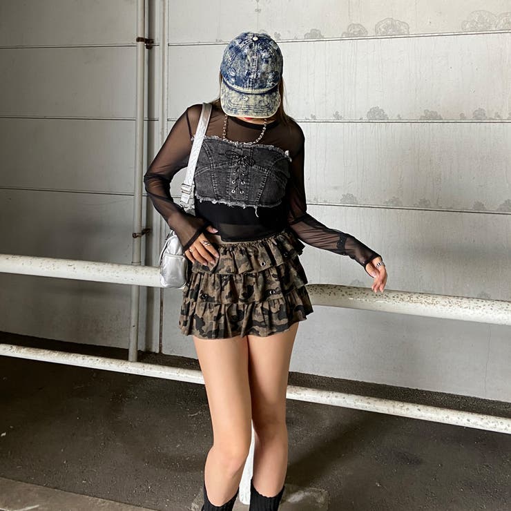 デニムスピンドルベアシアー切替トップス | non-hedge  | 詳細画像33 