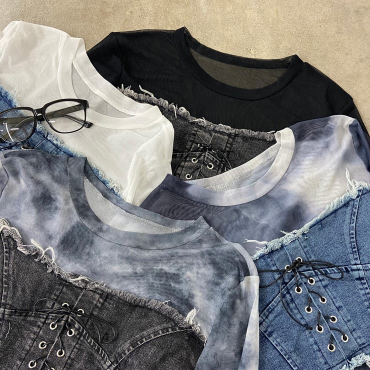 デニムスピンドルベアシアー切替トップス | non-hedge  | 詳細画像41 