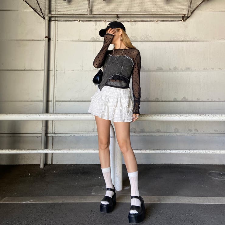 デニムベアイレギュラーヘムシアー切替トップス | non-hedge  | 詳細画像13 