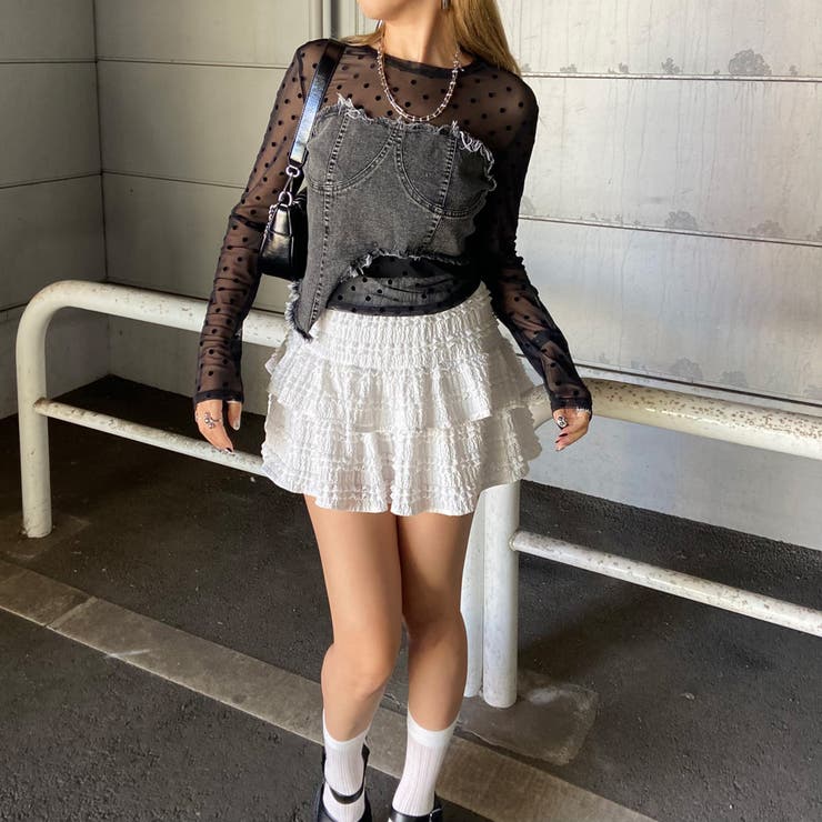 デニムベアイレギュラーヘムシアー切替トップス | non-hedge  | 詳細画像15 