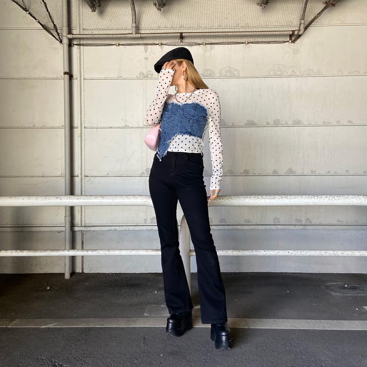 デニムベアイレギュラーヘムシアー切替トップス | non-hedge  | 詳細画像2 